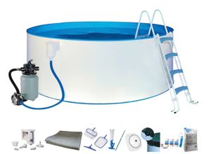 Rundpool MY POOL BWT "inkl. LED-Scheinwerfer zur effektvollen Beleuchtung", weiß, H:120cm Ø:550cm, Schwimmbecken, mit umfangreichem Zubehör in zwei Größen