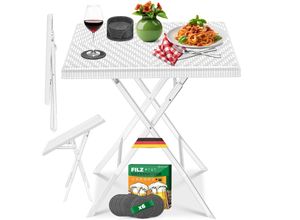 KESSER® Balkontisch klappbar Wetterfest & UV-beständig Balkonmöbel Beschichteter Stahl Outdoor Gartentisch Gartenmöbel mit 6 Filz-Untersetzer Bistrotisch bis zu 100 kg belastbar