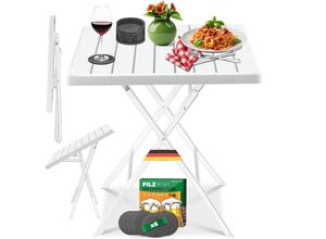 KESSER® Balkontisch klappbar Wetterfest & UV-beständig Balkonmöbel Beschichteter Stahl Outdoor Gartentisch Gartenmöbel mit 6 Filz-Untersetzer Bistrotisch bis zu 100 kg belastbar