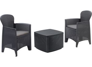 Loungeset BEST "Trente", grau (anthrazit,), B:59cm H:85,5cm T:57cm, Polypropylen, Sitzmöbel-Sets, Lounge-Set 3-tlg.