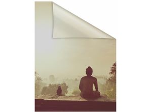 Fensterfolie LICHTBLICK ORIGINAL "Tempel Borobudur" Gr. 1, orange, B:50cm L:50cm, PVC, Fensterfolien, selbstklebend, Sichtschutz