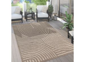 Teppich PACO HOME "Livorno 674", beige, B:60cm H:14mm L:100cm, Polypropylen (PP), Teppiche, Teppich, Uni Farben, moderner Hoch-Tief-Effekt, Scandi-Look, Outdoor geeignet