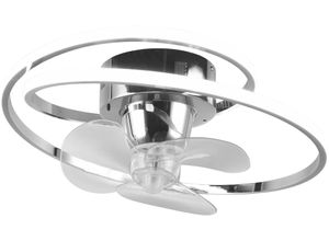 REALITY LEUCHTEN LED Deckenleuchte "UMEA Deckenventilator mit Beleuchtung, Rotor schwenkbar, Fernbedienung", silber (chrom weiß), 1, Ø 50cm H: 20cm, 1 Stk., Leuchten, LED Ventilator dimmbar CCT Memory Nachtlicht Sommer- & Winterfunktion
