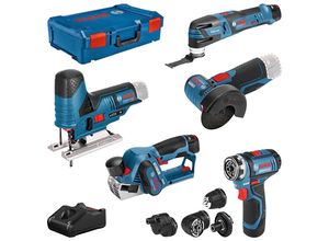 Elektrowerkzeug-Set BOSCH PROFESSIONAL, blau, Werkzeugmaschinen-Sets, 10-tlg., Professional 12V Akku-System