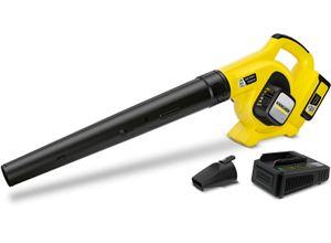 Akku-Laubbläser KÄRCHER "LBL 4 BATTERY SET", gelb, B:17cm H:30,5cm L:97,5cm, Kunststoff, Laubsauger, mit Gebläserohr, Akku und Ladegerät, 330 m²/h