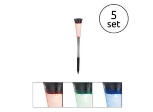 LED Solarleuchte GLOBO LIGHTING "SOLAR", silber, 1, 1 Stk., Leuchten, Solar, Garten, RGB, rot-grün-blau, Akku, Terrasse, IP44