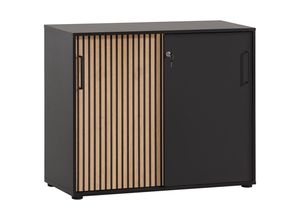 Mid.you Aktenschrank, Schwarz, Eiche Artisan,