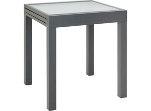 Ambia Garden Gartentisch , Anthrazit , Metall, Glas , quadratisch , eckig , 70x75x70-140 cm , ausziehbar , Gartenmöbel, Gartentische, Gartentische