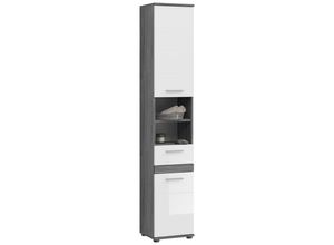 Mid.you Hochschrank, Weiß Hochglanz, Anthrazit,