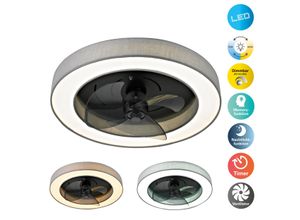 OTTO HOME LED Deckenleuchte "Deckenventilator Vittor", grau, 1, Ø 51cm H: 14,7cm, 1 Stk., Leuchten, inkl. Ventilator, dimmbar, CCT, Memory, Nachtlicht, Timer, IR-Fernbed., LED Deckenleuchte
