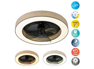 OTTO HOME LED Deckenleuchte "Deckenventilator Vittor", beige, 1, Ø 51cm H: 14,7cm, 1 Stk., Leuchten, inkl. Ventilator, dimmbar, CCT, Memory, Nachtlicht, Timer, IR-Fernbed., LED Deckenleuchte
