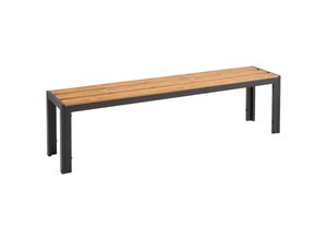 Ambia Garden Gartenbank , Anthrazit, Natur , Metall, Kunststoff , 3-Sitzer , 162x42x35 cm , abwischbar , Gartenmöbel, Gartenbänke