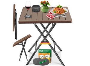 KESSER® Balkontisch klappbar Wetterfest & UV-beständig Balkonmöbel Beschichteter Stahl Outdoor Gartentisch Gartenmöbel mit 6 Filz-Untersetzer Bistrotisch bis zu 100 kg belastbar