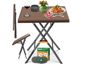 KESSER® Balkontisch klappbar Wetterfest & UV-beständig Balkonmöbel Beschichteter Stahl Outdoor Gartentisch Gartenmöbel mit 6 Filz-Untersetzer Bistrotisch bis zu 100 kg belastbar
