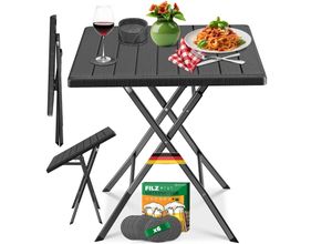 KESSER® Balkontisch klappbar Wetterfest & UV-beständig Balkonmöbel Beschichteter Stahl Outdoor Gartentisch Gartenmöbel mit 6 Filz-Untersetzer Bistrotisch bis zu 100 kg belastbar
