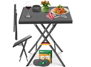 KESSER® Balkontisch klappbar Wetterfest & UV-beständig Balkonmöbel Beschichteter Stahl Outdoor Gartentisch Gartenmöbel mit 6 Filz-Untersetzer Bistrotisch bis zu 100 kg belastbar