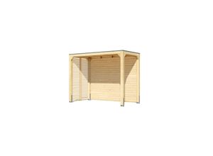 Karibu Promajna small Pavillon halb mit Rückwand und 2 Lamellenwänden