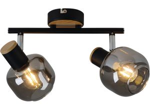 NÄVE Deckenleuchte "Fumoso", schwarz (schwarz, natur), 2, Ø 9cm H: 16cm, 1 Stk., Leuchten, Smoking Glass (dunkel getönt), Metall/Schwarz, schwenkbar, 2-flammig, Deckenspot Designerlampe Deckenstrahler