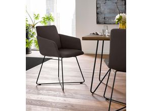 Armlehnstuhl W.SCHILLIG "jakob", braun (braun z59, anthrazit pulverbeschichtet), B:57cm H:86cm T:62cm, Chenillegewebe V34 (52% Polyester, 38% Baumwolle, 10% Polyacryl);Longlife Xtra-Leder Z59: Glattleder mit modischer Prägung. Hautstärke 0, 9 - 1, 1 mm;ROHLEDER Chenille-Flachgewebe Q2 W77 (68% Polyacryl, 32% Polyester);ROHLEDER Jacquard-Flachgewebe Q2 W60 (63% Polyester, 37% Polyacryl);Velourgeweb