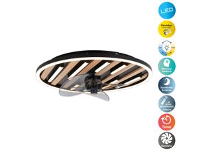 OTTO HOME LED Deckenleuchte "Deckenventilator Vollo", schwarz, 1, Ø 50cm H: 12,5cm, 1 Stk., Leuchten, inkl. Ventilator, dimmbar, CCT, Memory, Nachtlicht, Timer, IR-Fernbed., LED Deckenleuchte