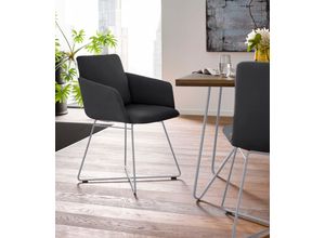 Armlehnstuhl W.SCHILLIG "jakob", schwarz (schwarz z59, anthrazit pulverbeschichtet), B:57cm H:86cm T:62cm, Chenillegewebe V34 (52% Polyester, 38% Baumwolle, 10% Polyacryl);Longlife Xtra-Leder Z59: Glattleder mit modischer Prägung. Hautstärke 0, 9 - 1, 1 mm;ROHLEDER Chenille-Flachgewebe Q2 W77 (68% Polyacryl, 32% Polyester);ROHLEDER Jacquard-Flachgewebe Q2 W60 (63% Polyester, 37% Polyacryl);Velourg