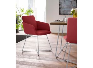 Armlehnstuhl W.SCHILLIG "jakob", rot (ruby rot z59, anthrazit pulverbeschichtet), B:57cm H:86cm T:62cm, Chenillegewebe V34 (52% Polyester, 38% Baumwolle, 10% Polyacryl);Longlife Xtra-Leder Z59: Glattleder mit modischer Prägung. Hautstärke 0, 9 - 1, 1 mm;ROHLEDER Chenille-Flachgewebe Q2 W77 (68% Polyacryl, 32% Polyester);ROHLEDER Jacquard-Flachgewebe Q2 W60 (63% Polyester, 37% Polyacryl);Velourgewe