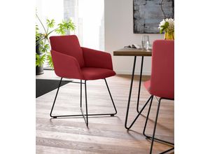 Armlehnstuhl W.SCHILLIG "jakob", rot (ruby rot z59, anthrazit pulverbeschichtet), B:57cm H:86cm T:62cm, Chenillegewebe V34 (52% Polyester, 38% Baumwolle, 10% Polyacryl);Longlife Xtra-Leder Z59: Glattleder mit modischer Prägung. Hautstärke 0, 9 - 1, 1 mm;ROHLEDER Chenille-Flachgewebe Q2 W77 (68% Polyacryl, 32% Polyester);ROHLEDER Jacquard-Flachgewebe Q2 W60 (63% Polyester, 37% Polyacryl);Velourgewe