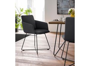 Armlehnstuhl W.SCHILLIG "jakob", schwarz (schwarz z59, anthrazit pulverbeschichtet), B:57cm H:86cm T:62cm, Chenillegewebe V34 (52% Polyester, 38% Baumwolle, 10% Polyacryl);Longlife Xtra-Leder Z59: Glattleder mit modischer Prägung. Hautstärke 0, 9 - 1, 1 mm;ROHLEDER Chenille-Flachgewebe Q2 W77 (68% Polyacryl, 32% Polyester);ROHLEDER Jacquard-Flachgewebe Q2 W60 (63% Polyester, 37% Polyacryl);Velourg