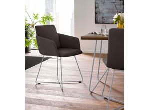 Armlehnstuhl W.SCHILLIG "jakob", braun (braun z59, anthrazit pulverbeschichtet), B:57cm H:86cm T:62cm, Chenillegewebe V34 (52% Polyester, 38% Baumwolle, 10% Polyacryl);Longlife Xtra-Leder Z59: Glattleder mit modischer Prägung. Hautstärke 0, 9 - 1, 1 mm;ROHLEDER Chenille-Flachgewebe Q2 W77 (68% Polyacryl, 32% Polyester);ROHLEDER Jacquard-Flachgewebe Q2 W60 (63% Polyester, 37% Polyacryl);Velourgeweb