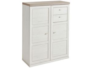 Hom`in Highboard, Grau, Weiß, Holzwerkstoff,