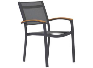 Ambia Garden Stapelsessel , Anthrazit, Braun , Metall, Kunststoff, Textil , eckig , 66x86x56 cm , Gartenmöbel, Gartenstühle