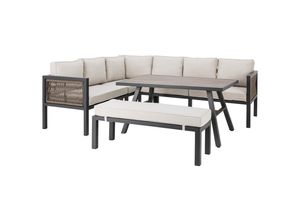 Amatio Loungegarnitur , Anthrazit, Braun, Beige , Metall, Kunststoff, Textil , Füllung: Schaumstoff,Polyester , L-Form , 242x195 cm , Loungemöbel, Loungemöbel-Sets