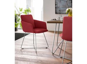 Armlehnstuhl W.SCHILLIG "jakob", rot (ruby rot z59, anthrazit pulverbeschichtet), B:57cm H:86cm T:62cm, Chenillegewebe V34 (52% Polyester, 38% Baumwolle, 10% Polyacryl);Longlife Xtra-Leder Z59: Glattleder mit modischer Prägung. Hautstärke 0, 9 - 1, 1 mm;ROHLEDER Chenille-Flachgewebe Q2 W77 (68% Polyacryl, 32% Polyester);ROHLEDER Jacquard-Flachgewebe Q2 W60 (63% Polyester, 37% Polyacryl);Velourgewe