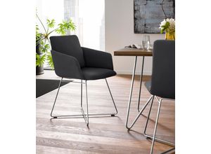 Armlehnstuhl W.SCHILLIG "jakob", schwarz (schwarz z59, anthrazit pulverbeschichtet), B:57cm H:86cm T:62cm, Chenillegewebe V34 (52% Polyester, 38% Baumwolle, 10% Polyacryl);Longlife Xtra-Leder Z59: Glattleder mit modischer Prägung. Hautstärke 0, 9 - 1, 1 mm;ROHLEDER Chenille-Flachgewebe Q2 W77 (68% Polyacryl, 32% Polyester);ROHLEDER Jacquard-Flachgewebe Q2 W60 (63% Polyester, 37% Polyacryl);Velourg