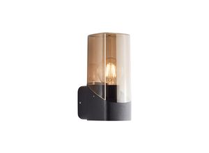 Brilliant Minou Außenwandleuchte IP44 - Wandleuchte außen schwarz/Rauchglas E27 - Standard & LED Leuchtmittel geeignet - Wetterfeste Außenleuchte modern für Hauswand, Terrasse, Eingang - 20cm hoch