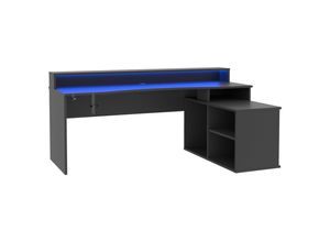 Mid.you Gamingtisch, Schwarz, Metall, Kunststoff,
