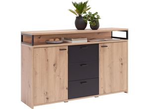 Xora Sideboard , Schwarz, Eiche