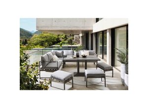 Ambia Garden Dining-Loungeset, Anthrazit, Grau, Metall, Textil, Füllung: Schaumstoff,Polyester, 244x193 cm, Loungemöbel, Gartenlounge-Sets