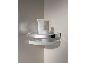 KEUCO Moll Eckduschkorb 12757010000 mit herausnehmbarem Kunststoff-Einsatz, 18 x 18 cm, verchromt/weiß