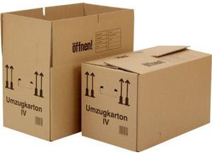 Umzugskarton, 2-wellig, bis 40 kg, Beschriftungsfeld, BC-Wellpappe, verstärkte Handgriffe, Schmetterlingsboden, L 550 x B 350 x H 330 mm, braun