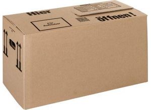 Umzugskarton, 1-wellig, bis 30 kg, Beschriftungsfeld, verstärkte Handgriffe, L 594 x B 286 x H 295 mm, braun