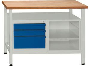 Werkbank mit 1 Fachboden und 3 Schubladen