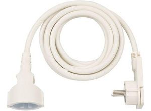 Brennenstuhl Kunststoff-Verlängerungskabel, 3 Meter, Flachstecker, mit Steckergriff, für den Innenbereich, weiß