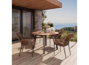 Ambia Garden Gartentisch , Schwarz, Teak , Holz, Metall , Eukalyptusholz , massiv , rund , eckig , 130x75x130 cm , Bsci, FSC 100% , Holzmöbel, Holztische, Gartentische Holz