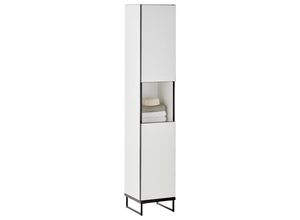 Mid.you Hochschrank, Schwarz, Weiß, Metall,