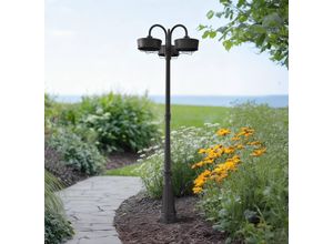 Prios LED-Außenleuchte Thorus, 204 cm, schwarz, 3-flg., IP44