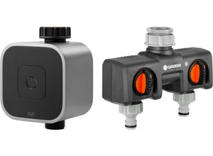 EVE Bewässerungscomputer "Aqua (HomeKit) + Schlauchverbinder 2-Wege-Verteiler", grau, B:77mm H:128mm, Bewässerungscomputer