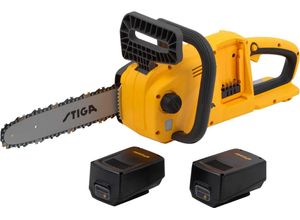 Akku-Kettensäge STIGA GARDEN "CS 300e", gelb, B:66cm H:23cm T:22cm, Kunststoff, Kettensägen, 12" Schwert, inkl. 2x 4 Ah Akku und Ladegerät