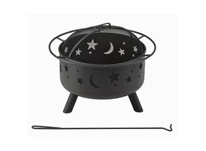 Landmann Feuerkorb Stars & Moon , Schwarz , Metall , rund , 58 cm , Tragegriffe, hitzebeständig , Freizeit, Campingzubehör, Feuerschalen