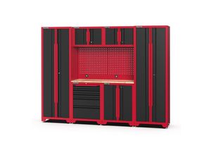 Feistos FEISTOS Werkstatteinrichtung Novo 2 Metall Werkstattschrank schwarz & rot 45,7x264x198cm